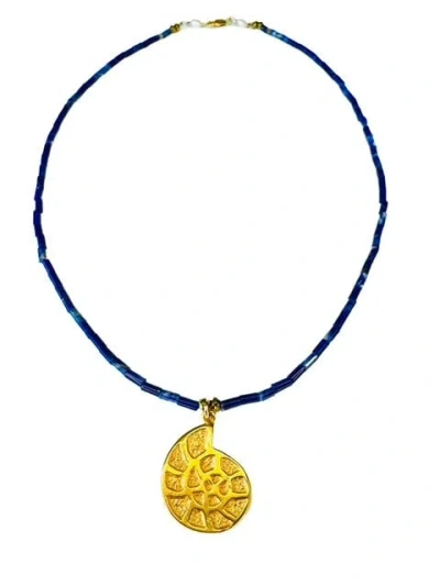 Lexi Jewelry Women's Blue / Gold Golden Nautical Shell Necklace In Multi