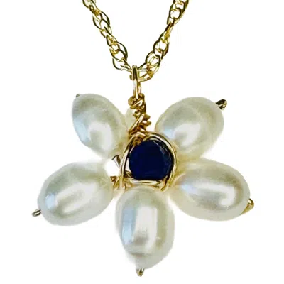 Lexi Jewelry Women's Blue / White Petals In Pearl Necklace In Gold