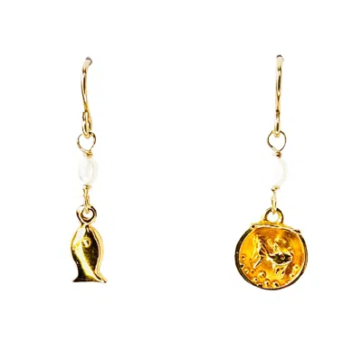 Lexi Jewelry Women's Fish & Fish Bowl Gold Earrings
