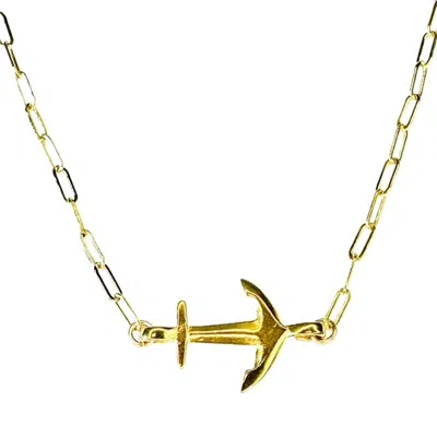 Lexi Jewelry Women's Gold Anchor & Paperclip Chain Necklace
