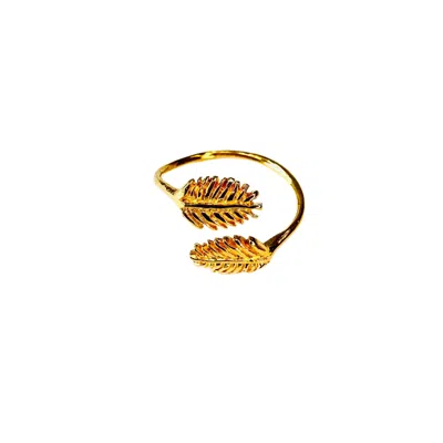 Lexi Jewelry Women's Gold Double Leaf Adjustable Ring