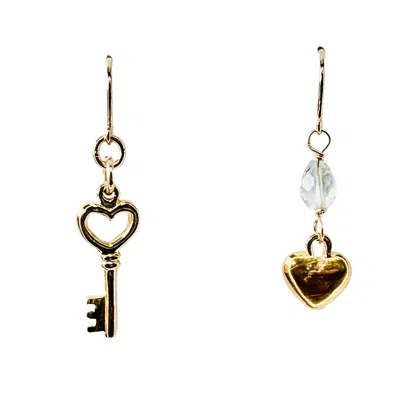 Lexi Jewelry Women's Gold Key To Your Heart Threader Earrings