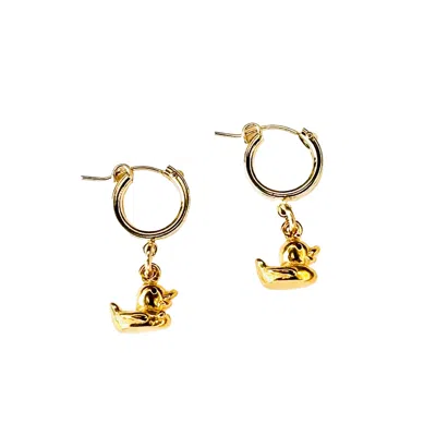 Lexi Jewelry Women's Gold Rubber Ducky Hoop Earrings
