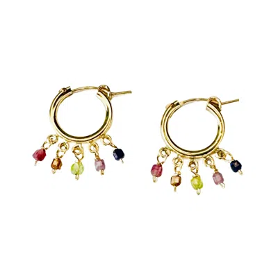 Lexi Jewelry Women's Gold Tiny Rainbow Gemstones Hoops
