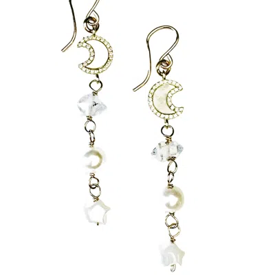 Lexi Jewelry Women's Moon & Star Gold Dangly Earrings In Neutral