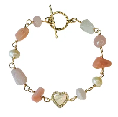 Lexi Jewelry Women's Shades Of Pink Mother Of Pearl Heart Toggle Bracelet