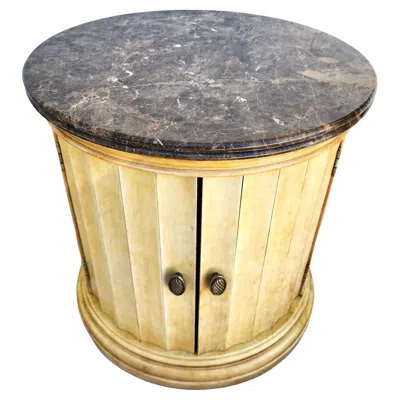 Pre-owned Lexington Furniture 1 Lexington Italian Marble Drum Side Center Table In Brown