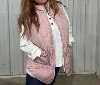 Lexwholesale Fleece Lined Quilted Vest In Pink