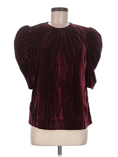Pre-owned Leyden Short Sleeve Top Burgundy Keyhole Neckline Tops