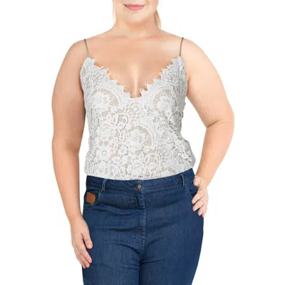 Leyden Womens Lace Open Back Bodysuit In White