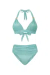 Leyla Maya Women's Annie & Paloma High Waisted Bikini Set - Mint Green In Green