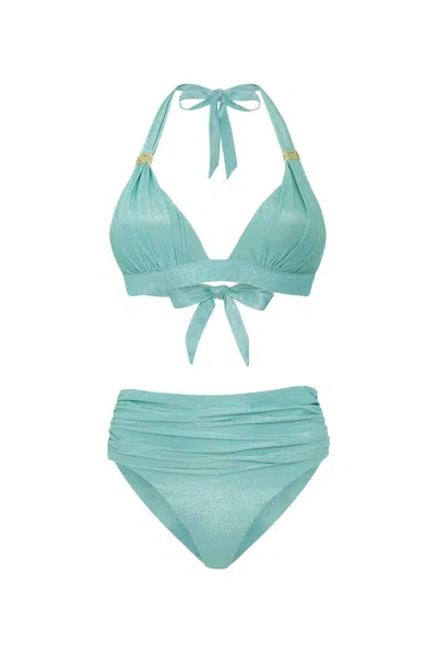 Leyla Maya Women's Annie & Paloma High Waisted Bikini Set - Mint Green