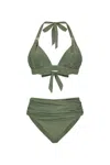 Leyla Maya Women's Annie & Paloma High Waisted Bikini Set - Olive Green In Green