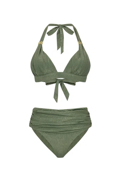 Leyla Maya Women's Annie & Paloma High Waisted Bikini Set - Olive Green