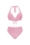 Leyla Maya Women's Annie & Paloma High Waisted Bikini Set - Pink Mist In Pink