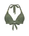 Leyla Maya Women's Annie Halter-neck Bikini Top - Olive Green In Green