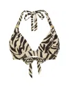 Leyla Maya Women's Gold / Black / Neutrals Annie Halter-neck Bikini Top - Animal Print In Multi