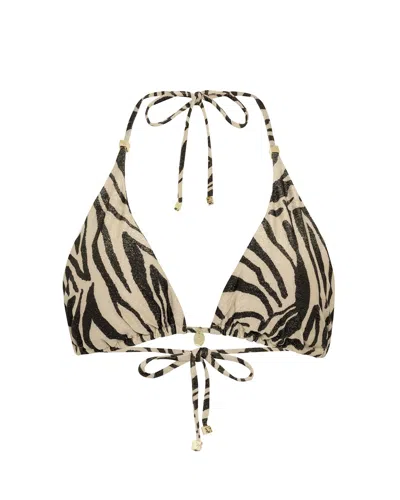 Leyla Maya Women's Gold / Black / Neutrals Millie Bikini Top  - Savannah Shimmer In Multi
