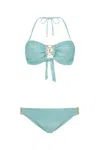 Leyla Maya Women's Green Kate Bandeau Bikini Set - Aqua Mist In Green