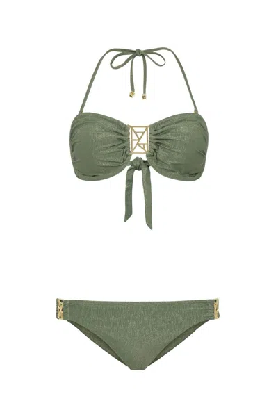 Leyla Maya Women's Green Kate Bandeau Bikini Set - Verde Oliva