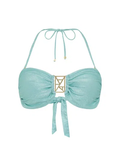 Leyla Maya Women's Green Kate Bandeau Bikini Top - Aqua Mist In Blue