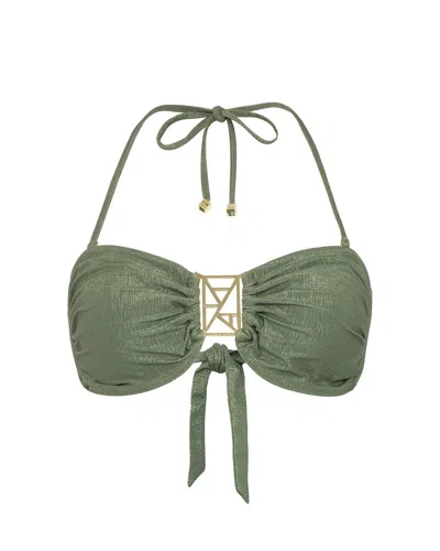 Leyla Maya Women's Kate Bandeau Bikini Top - Olive Green