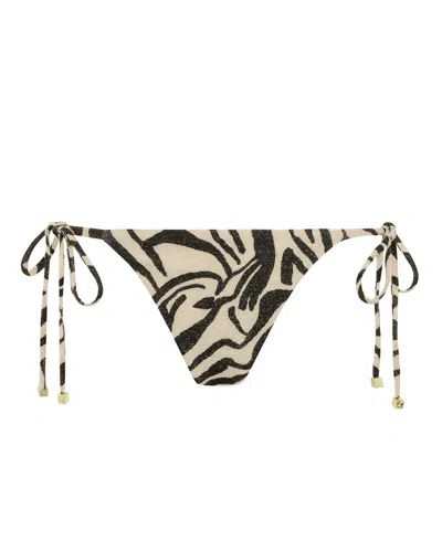 Leyla Maya Women's Neutrals / Black Millie Bikini Bottoms - Savannah Shimmer In Animal Print