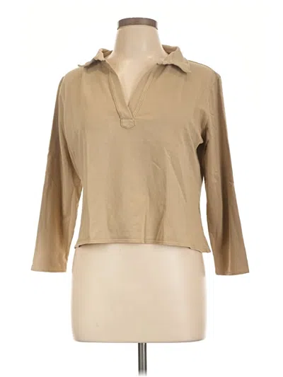 Pre-owned Lezat 3/4 Sleeve Button Down Shirt In Tan