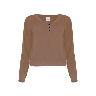 Lezat Layla Modal Cropped Henley In Brown