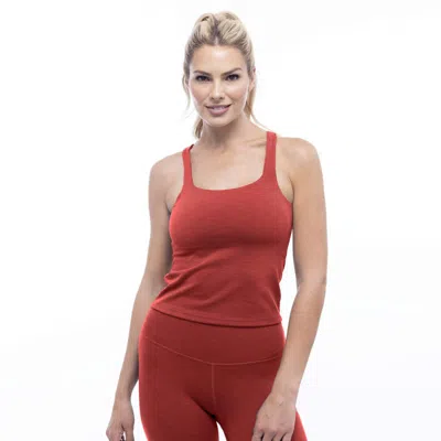 Lezat Rib Square Neck Tank In Red