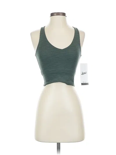 Lezat Sleeveless Top Green Halter Neckline Tops