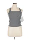 Lezat Tank Top Gray Halter Neckline Tops In Gray