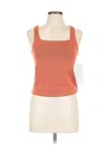 Lezat Tank Top Orange Square Neckline Tops In Orange