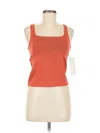 Lezat Tank Top Orange Square Neckline Tops In Orange