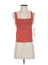 Lezat Tank Top Orange Square Neckline Tops In Animal Print