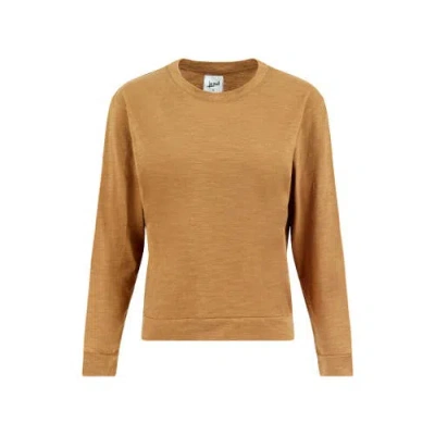 Lezat Tegan Organic Cotton Long Sleeve Pullover In Brown