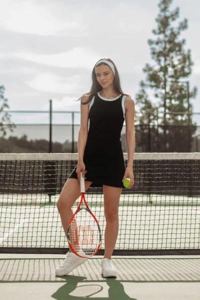 Lezat Willa Organic Cotton Active Mini Dress In Black