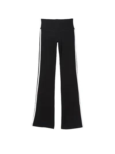 Lezat Women's Ella Organic Cotton High-rise Flare Stripe Leggings - Black