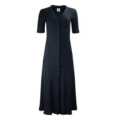 Lezat Women's Erin Rib Button Up Maxi Dress - Black