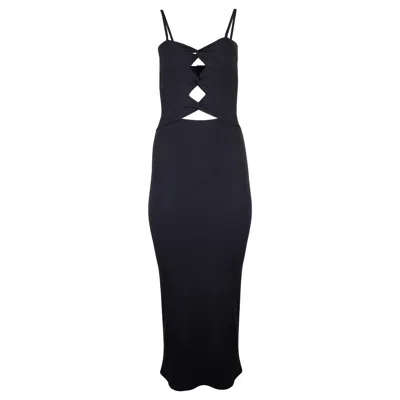 Lezat Women's Heidi Cutout Detail Ribbed Maxi Dress - Black
