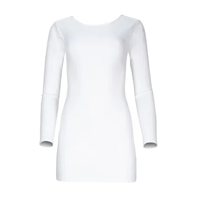 Lezat Women's Jenna Long Sleeve Open Back Cotton Mini Dress - Ivory In White