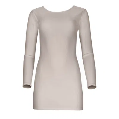 Lezat Women's Jenna Long Sleeve Open Back Cotton Mini Dress - Latte In Metallic