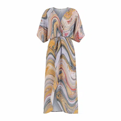 Lezat Women's Joey Maxi Dress - Marble Wave In Multi