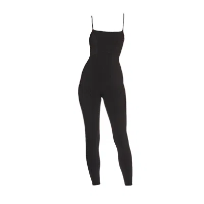 Lezat Lorna Criss-cross Organic Cotton Jumpsuit In Black