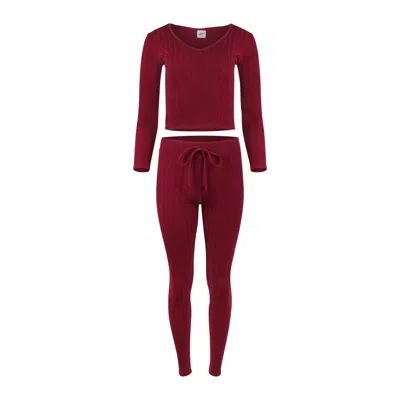 Lezat Women's Red Miranda Cozy Sweater Hoodie & Legging Set Burgundy