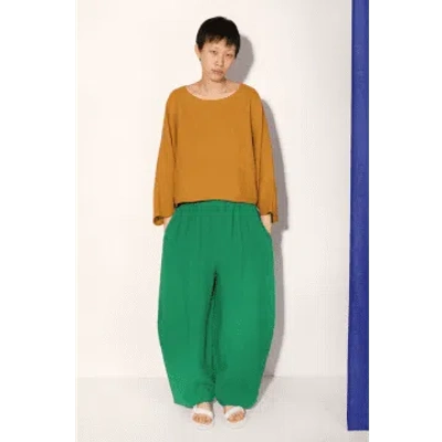 Lf Markey Basic Linen Grass Trousers In Green