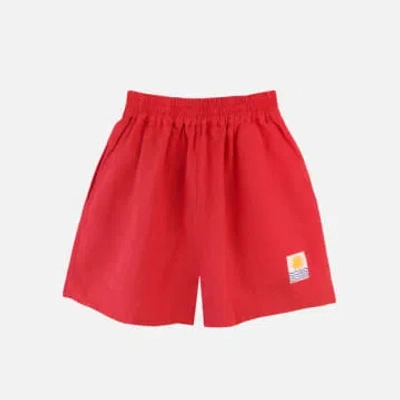 Lf Markey Basic Linen Shorts Vermillion In Red