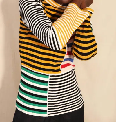 Lf Markey Cecil Stripe High Neck Top In Multi