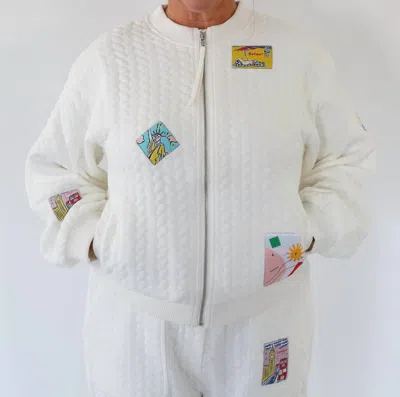 LF MARKEY GUS ZIP UP JACKET IN WHITE