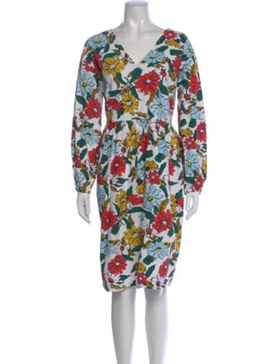 Pre-owned L.f.markey Floral Print Midi Length Dress In Blue